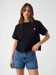 T-shirt με τρίγωνο σήμα Guess W4YI05K8HM0 blk